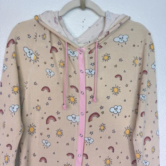 Hello Nite Pajamas Womens Small Rainbow Cloud Knit Hooded One Piece Jumpsuit NEW - Picture 4 of 10